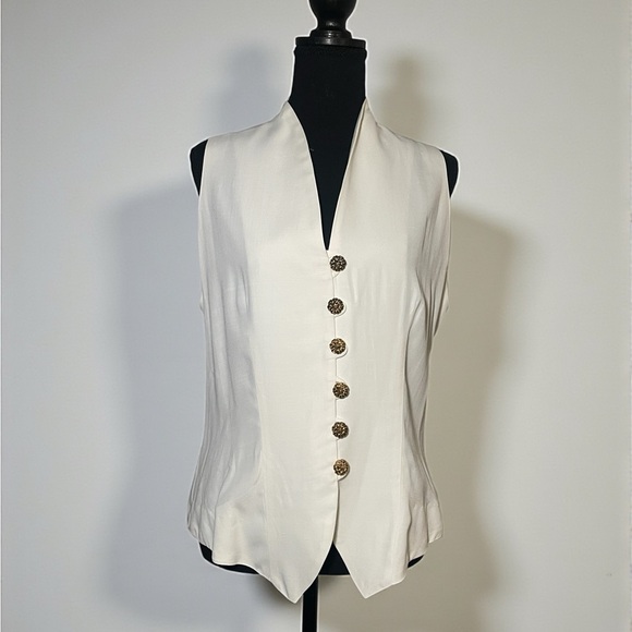Lew Magram collection Cream button front vest size 12 made in USA - Picture 4 of 7